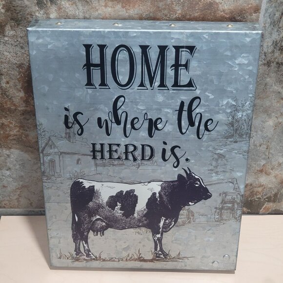 Home Is Where The Herd Is Metal Tin Wall Hanging Decor - Picture 3 of 11